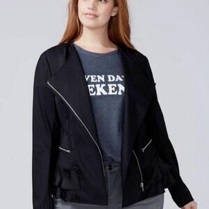 Plus Size Lane Bryant Black Blazer with Metallic Zipper Accents